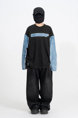 シスカットオフデニム長袖Tシャツ