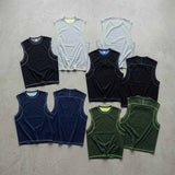 Contrast-Stitch Wide-Shoulder Tank