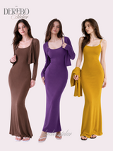 Violet Sleeveless Long Dress Cardigan Set (REGULAR)