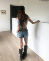 Perry Back Pocket Short Denim Shorts