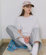 Shirring Nylon Straight Pants - Grey
