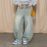 GP169 Outpleated Curved Denim Pants (INDIGO)