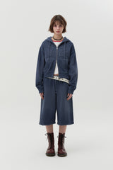 VINTAGE WASHING STUD POINT HALF PANTS [NAVY]
