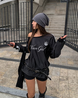 Girls' Unbalanced グロッシーラグビースウェットシャツ