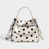 Dotcore Polka Dot Glossy Leather Bucket Tote Bag