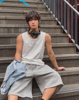 トリプル スタッド リブ スリーブレス トップ