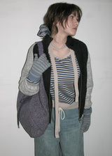 Matt Velvet Scrunchie_One Point_Large_Metal Grey