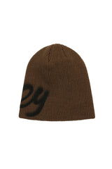 LOGO SPRAYED BEANIE BROWN