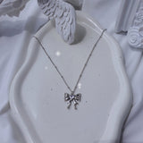 Melting Ribbon Rhinestone Chain Choker Layered Necklace