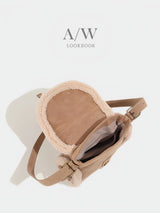 Suede Leather Fleece Poggle Bag Belted Women's Shoulder Bag Fleece Bag