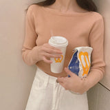 Miu Lip Neck V-Neck Long Sleeve Knitwear