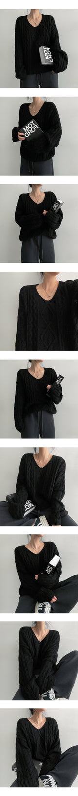 [High quality!] ツイストドアVネックシックウールニット (5 colors) 8% ウール!