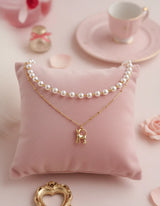 [Anti-tarnish] Kitty Layered Pearl Choker Necklace -Gold ver. (Kep1er Yujin Necklace)