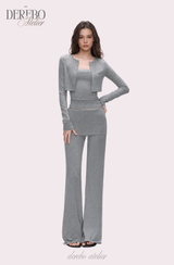 アンナ レース カーディガン トレーニング スリーピース セット (Sleeveless cardigan, pants)