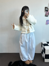 フリースピカブル❤ストリング ❤マルチピンタックバルーンロングパンツ🩶🖤🤍5カラー