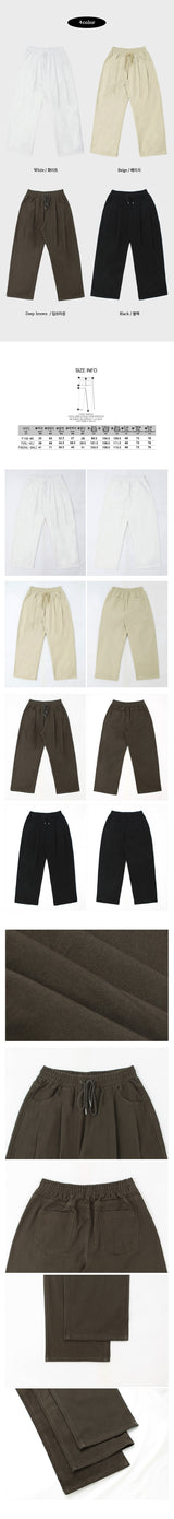 [short, basic, long choice*] League バンディングピンタックコットンワイドパンツ (4 colors)