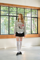  CHARLOTTE CAT RIBBON SWEATSHIRT / MELANGE