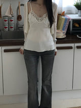 Satin Lace Sleeveless Top (2 colors)