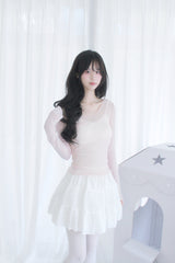 See-through layered lovely t-shirt