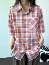 Conti Linen Check Oversized Boxy Shirt 3color