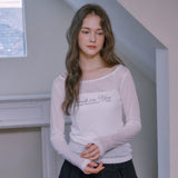 See-through Boat Neck T-shirt - WHITE