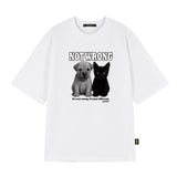 PUPPY & KITTY FRIEND OVER FIT SHORT-SLEEVE T-SHIRT_WHITE