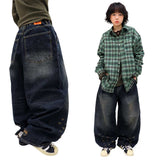 Vintage Distressed Denim Balloon Pants