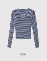 Slim Fit Crop Border Rib Knit (4color)