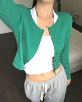 [MADE] Pop Color Ribbed Long Sleeve Cardigan