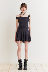 LILY FRILL DRESS charcoal