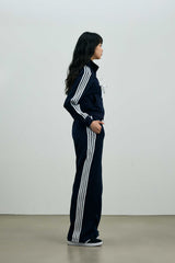RIBBON JERSEY TRACK PANTS / NAVY