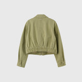 WOMAN ジップアップコットンショートジャケット [OLIVE]