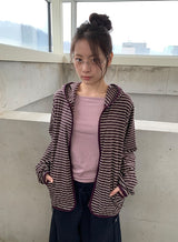Leshu Stripe Fleece Zip-Up Jumper