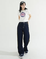 Double Side Seam Cutting Denim Pants