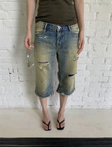 Midi Capri Half-Length Vintage Denim Pants