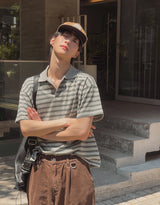 コーククロップストライプスリーブTシャツ