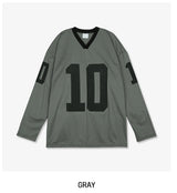 Sporty Numbering Mash V-Neck Long Sleeve