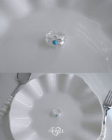 Flower Blue Silver Ring 
