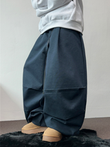 TWO PINTUCK RIVET BELT BALLOON LONG PANTS 🤎🖤💙3COLOR
