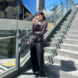 レザーミックススナップパンツ