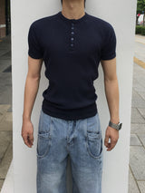 ティブ マッスルフィットヘンリーネック半袖Tシャツ 5C