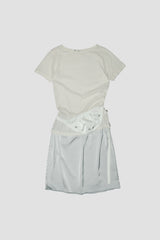 Satin belted bag, Ivory
