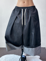 Rolling Overalls Balloon Wide Bermuda 2Color