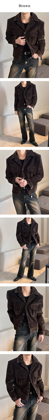 [F/W] ベルベット2ポケットデニムジャケット(2color)
