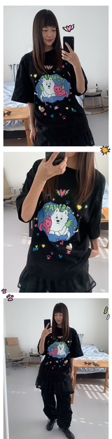 CAT&DOG IN SWEET HOME T SHIRT - BLACK