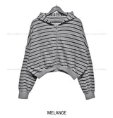 Sweety Stripe Crop Hood Zip-Up