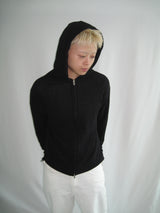 Slim Fit Finger Hole Ribbed Cropped Hood Zip-Up (2c)