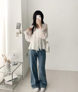 Poen puff string frilled blouse