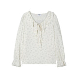 FRILL NECK FLORAL BLOUSE (IVORY)