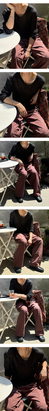 [Unisex] リネンカッティングサマーニット(4color)